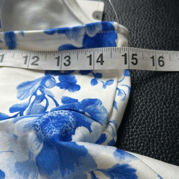 Anthropologie Maeve Square Neck Peplum Tank Top Blue White Pattern Sz S NEW - Picture 11 of 13